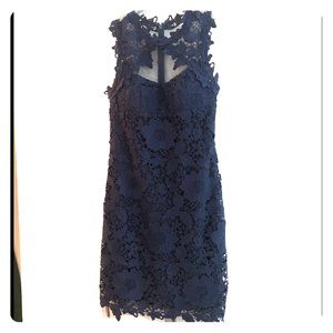 Betsy & Adam Navy Blue Lace Cocktail Dress